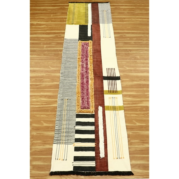 Casavani Hand Tuffed Cotton Dhurrie Brown Outdoor Patio Rug Hallway Stair Runner Rug 2.6x4 feet