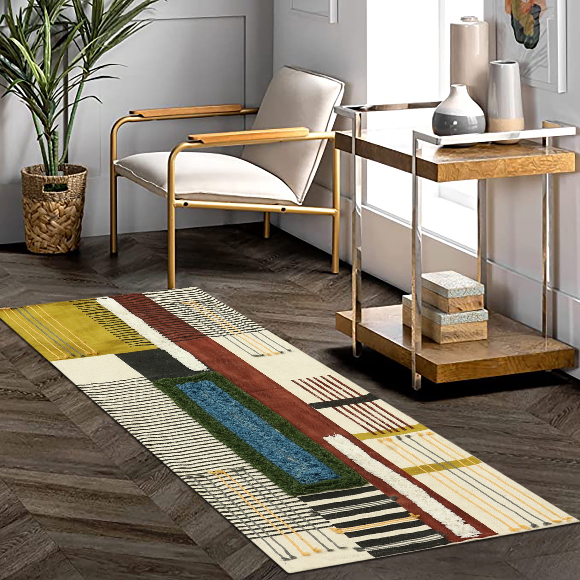 Study Rugs Casavani Hand Tufted Work Blue Square Cotton Rug Study Room Carpets ...