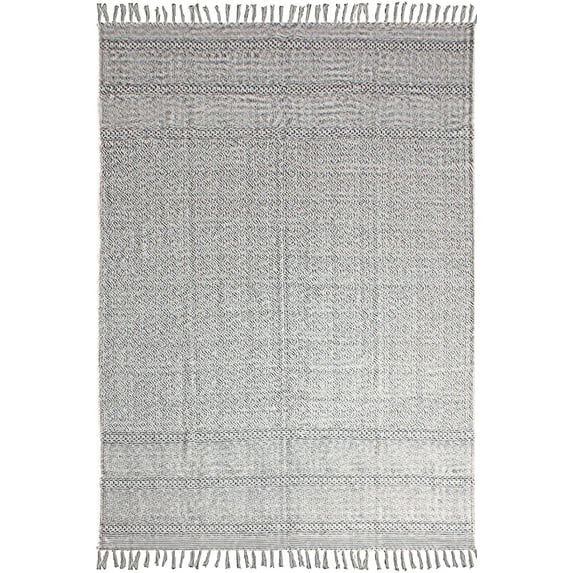 Casavani Hand Woven Boho Dhurrie Cotton Rug,Gray 4x10 feet