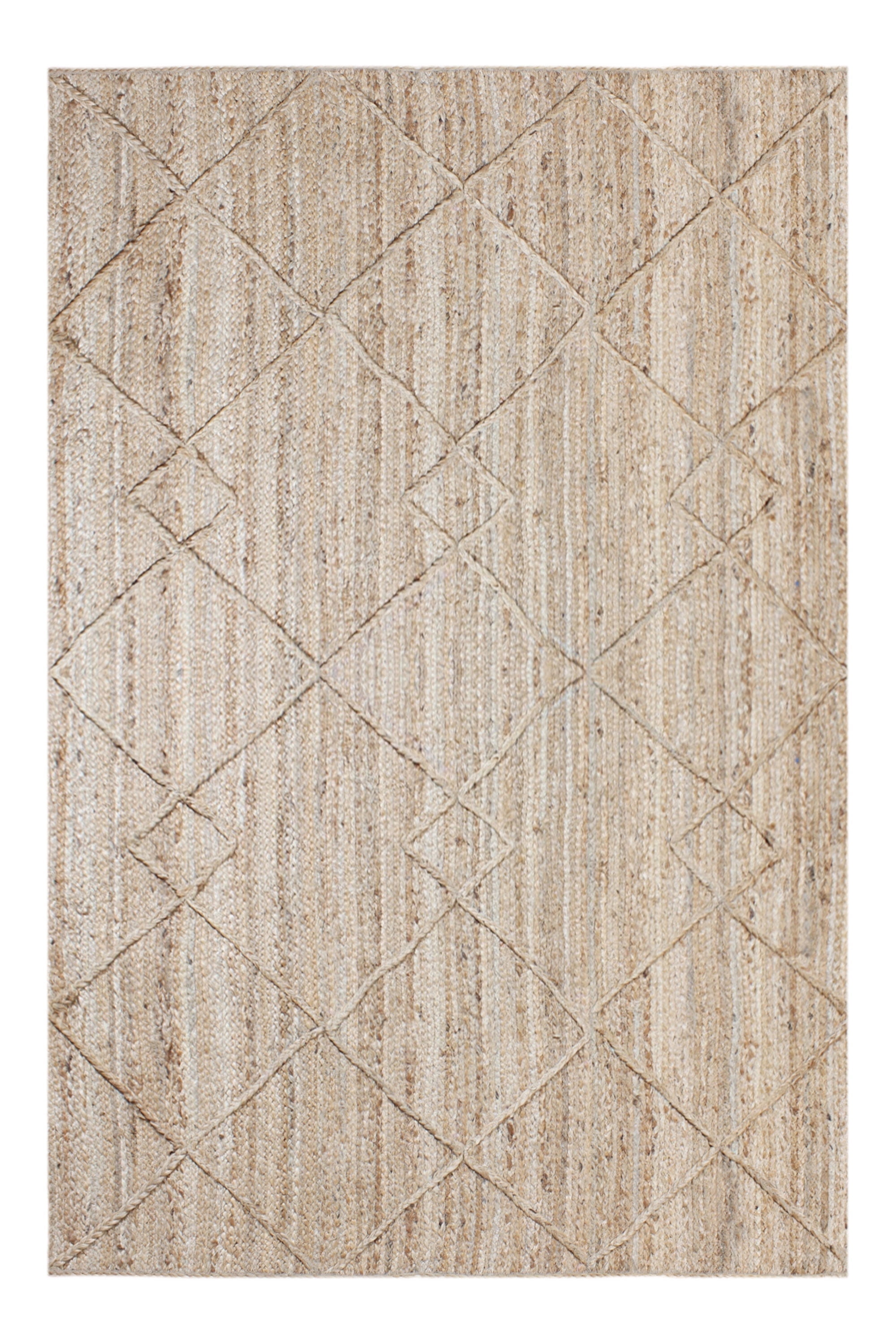 Casavani Hand Woven Jute Rug Geometric Beige Indoor/Outdoor Area Mat Square Dining Room Carpet