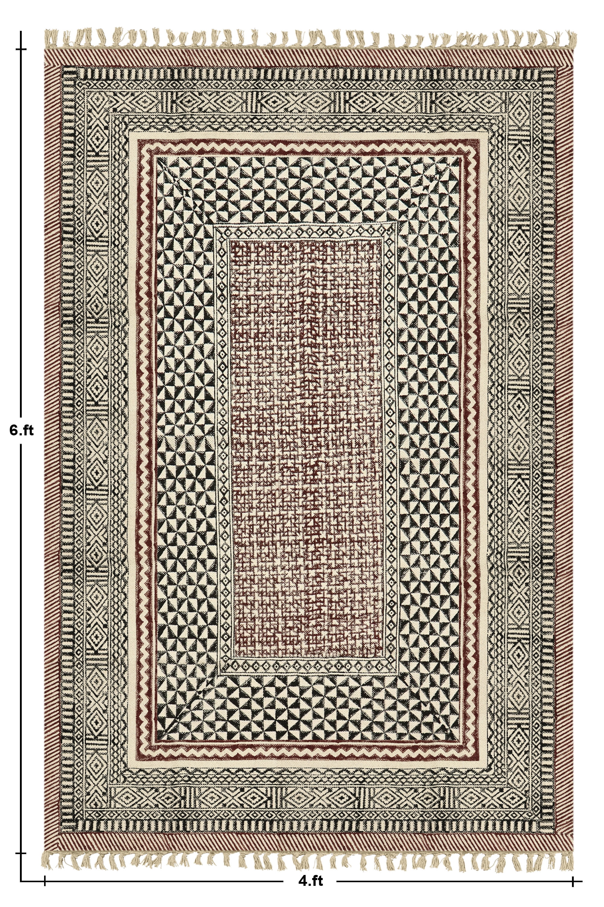 Casavani Handblock Printed Black Cotton Rug Square Area Rug for Living ...