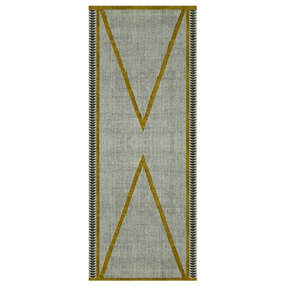 Casavani Handblock Printed Cotton Dhurrie Hallway Stair Runner Rug Home Decor Kilim, Yellow 3x10 feet