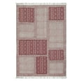 thumbnail image 1 of Casavani Handblock Printed Cotton Kilim Rug 3 Red Beige Square Rug Bedroom Dining Room Rug, 1 of 1