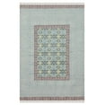 thumbnail image 1 of Casavani Handblock Printed Cotton Kilim Rug 6x9 Area Rug Blue Maroon Area Living Room Bedroom Dining Room Rug, 1 of 6
