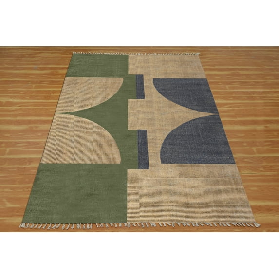 Casavani Handblock Printed Cotton Rug Blue Living Room Carpets Bohemian Indoor Outdoor Kilim Rug 12x18 feet