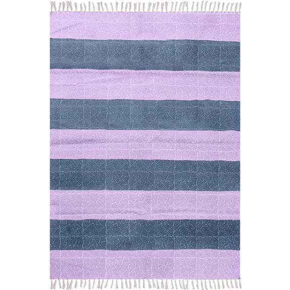 Casavani Handblock Printed Cotton Rug Blue Living Room Carpets Bohemian Indoor Outdoor Kilim Rug 4x8 feet