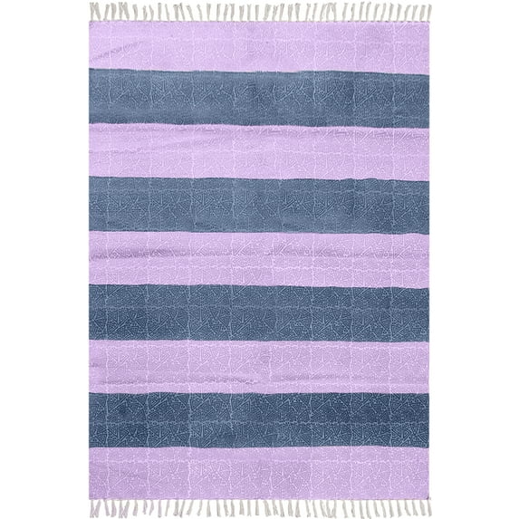 Casavani Handblock Printed Cotton Rug Blue Living Room Carpets Bohemian Indoor Outdoor Kilim Rug 9x15 feet