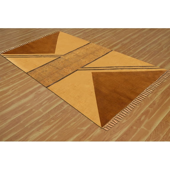 Casavani Handblock Printed Cotton Rug Brown Living Room Carpets Bohemian Indoor Outdoor Kilim Rug 10x14 feet