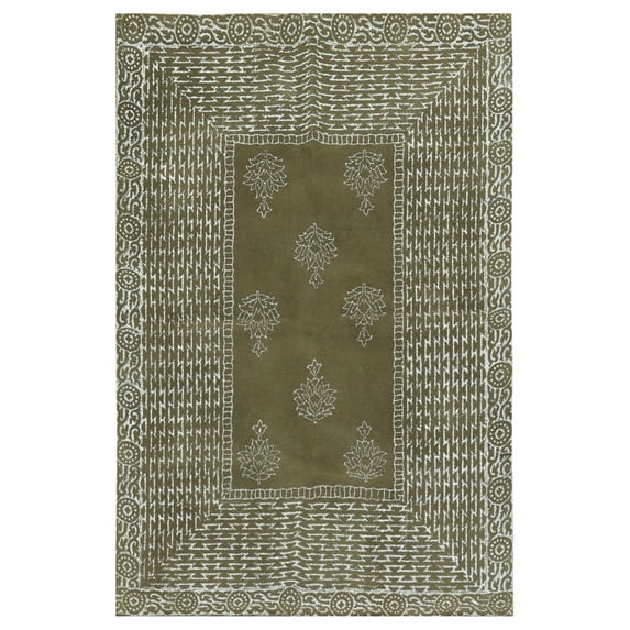 Casavani Handblock Printed Cotton Rug Brown Living Room Carpets Bohemian Indoor Outdoor Kilim Rug 9x15 feet