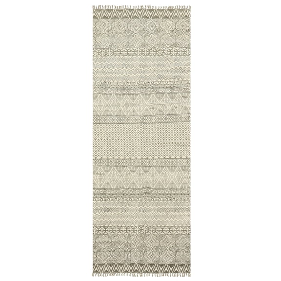 Casavani Handblock Printed Cotton Study Room Rug Home Decor Kilim, Beige 2x3 feet