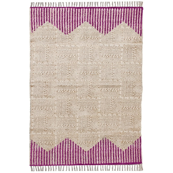 Casavani Handblock Printed Pink Cotton Carpets Bedroom Dining Room Kitchen Area Rugs 8x11 feet