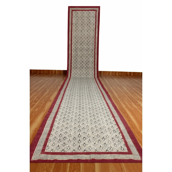 Casavani Handblock Printed Red Cotton Rug Square Area Rug for Living Room Dining Room Bedroom 10x10 feet