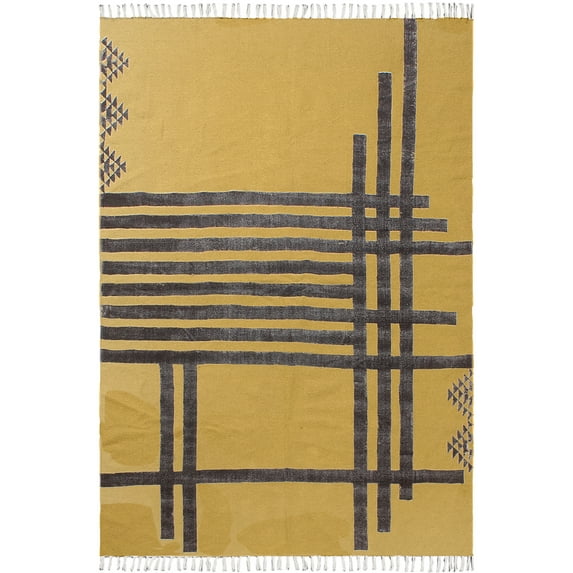 Casavani Handblock Printed Yellow Cotton Carpets Hallway Stair and Kitchen Runner Area Rugs 4x12 feet