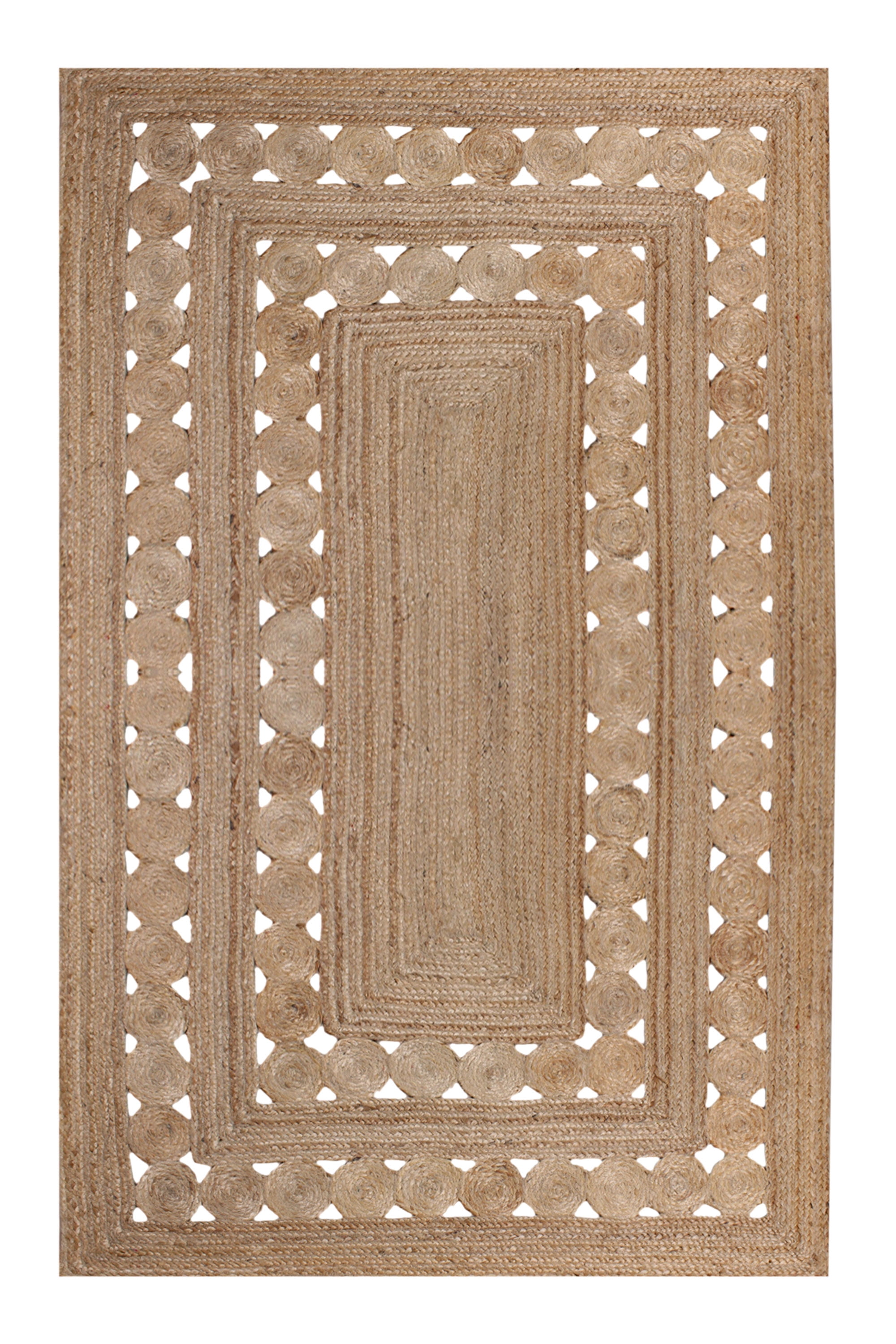 Casavani Handbraided Jute Rug Square Bedroom Dining Room Carpets, Beige