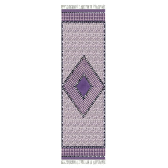 Casavani Handmade Block Printed Cotton Dhurrie Purple Kitchen Area Rug 2x3 feet
