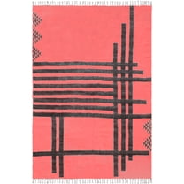 Casavani Handmade Block Printed Cotton Dhurrie Red Living Room Floor Carpets Outdoor Rug 2x3 feet