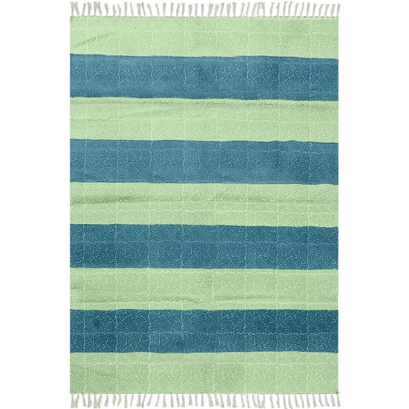 Casavani Handmade Blue Cotton Dhurrie Living, Dining Room Carpets Outdoor Kilim 10x14 feet