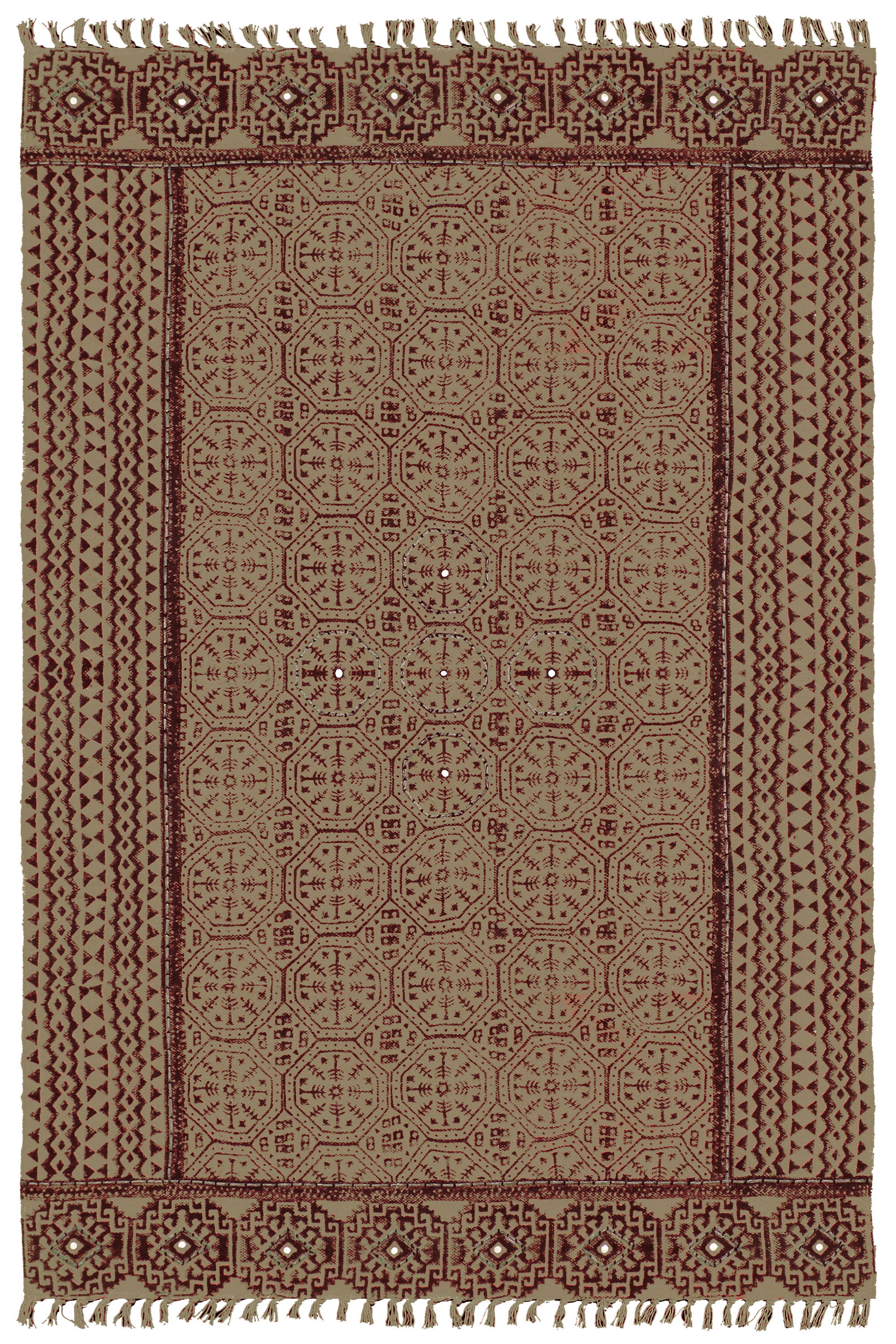Casavani Handmade Brown Block Printed Cotton Outdoor Patio Rug Hallway ...