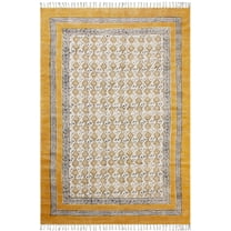 Casavani Handmade Cotton Dhurrie Living Room, Dining Room Rug Outdoor Patio Rug, Yellow 2x3 feet