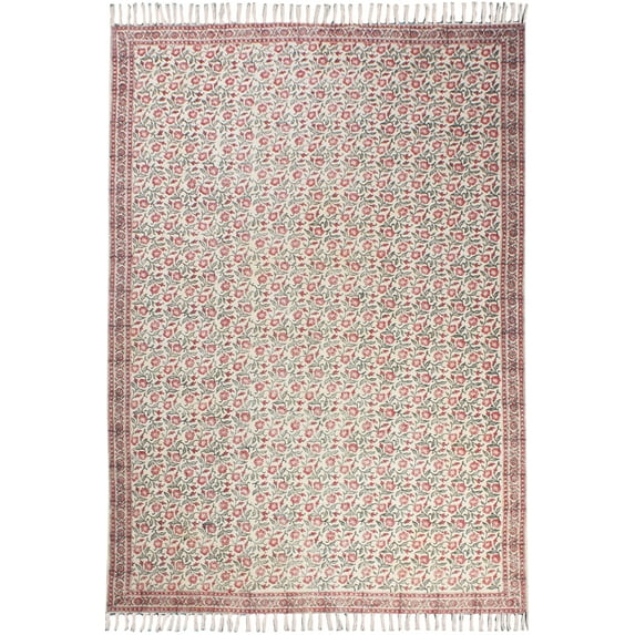Casavani Handmade Cotton Entrance Area Rug, Red 3x5 feet