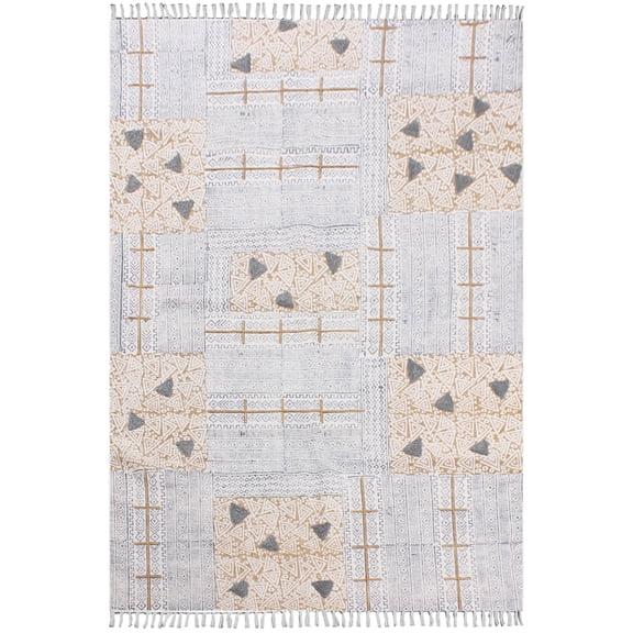 Casavani Handmade Cotton Flat Weave Custom Rug, Blue 4x6 feet