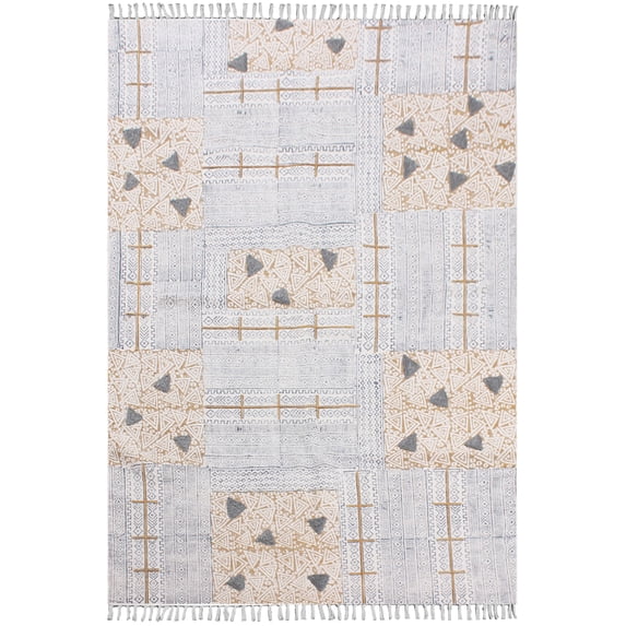 Casavani Handmade Cotton Flat Weave Custom Rug,Blue 4x8 Ft