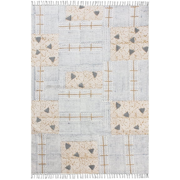 Casavani Handmade Cotton Flat Weave Custom Rug, Blue 7x7 feet