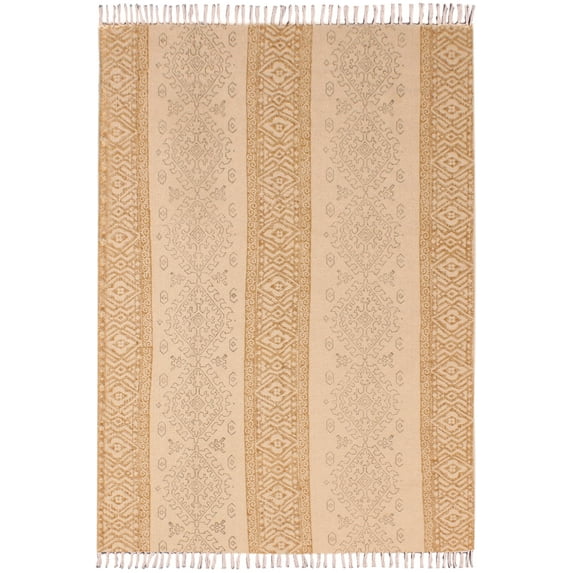 Casavani Handmade Cotton Garden Area Rug, Brown 8x11 Ft