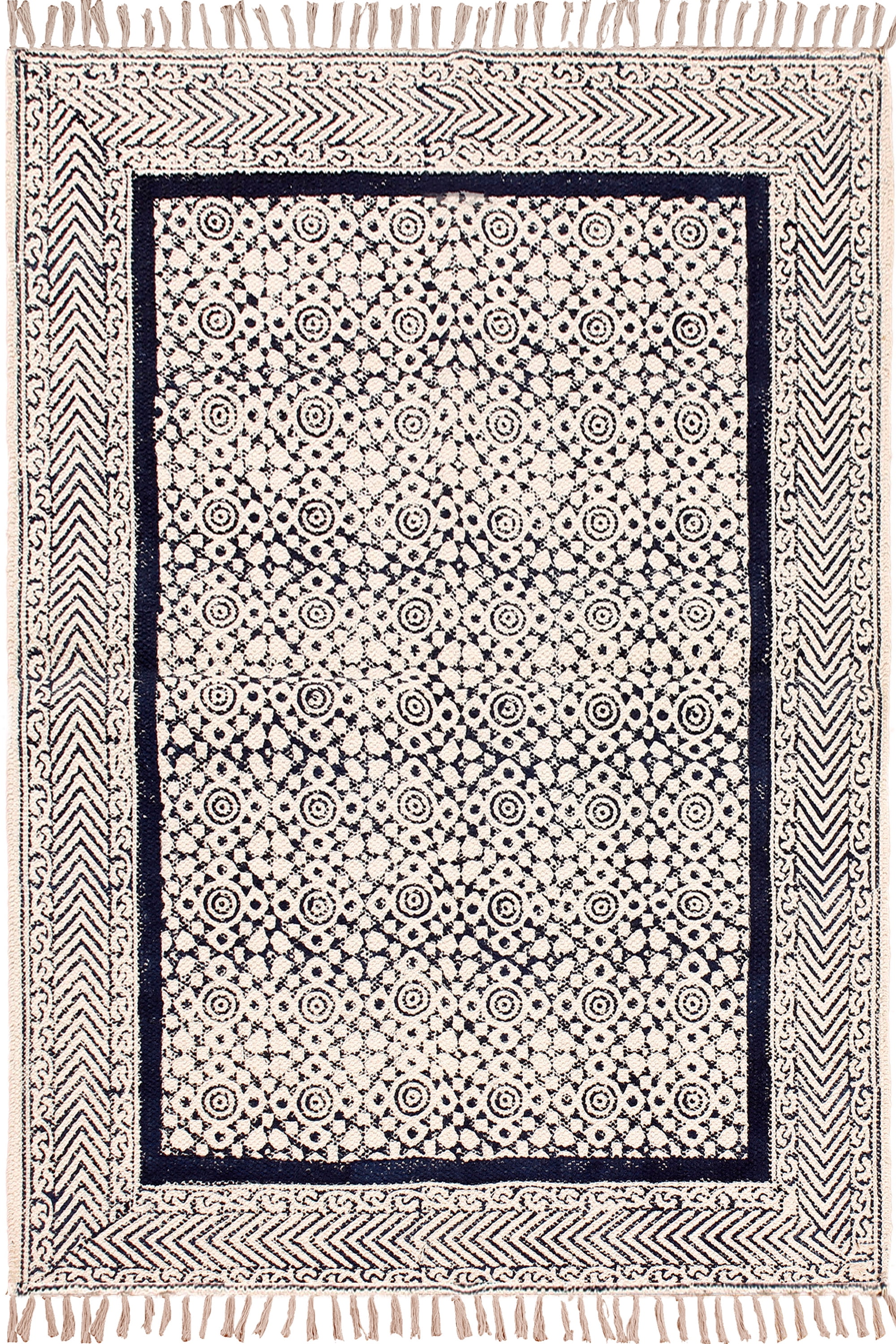 Casavani Handmade rug Dining room rug Blue Geometric Cotton kilim 4x15 ...