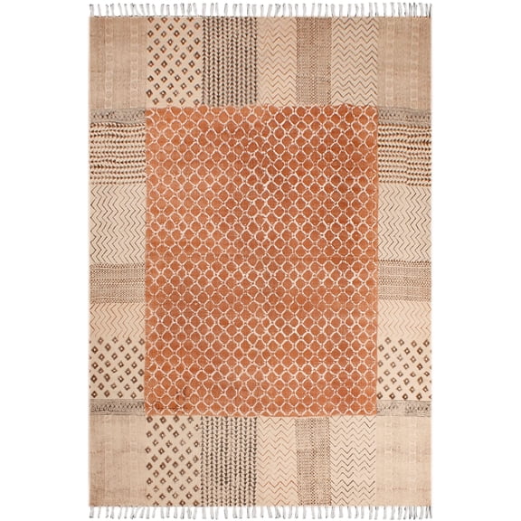 Casavani Handmade Dining Outdoor patio rug,Orange 6x6 feet
