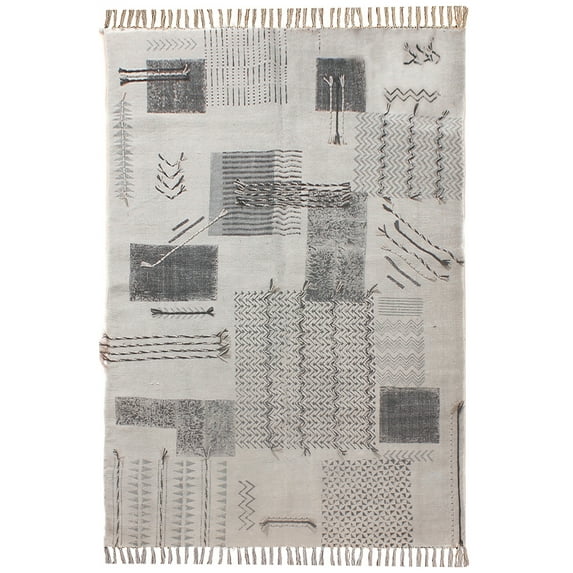 Casavani Handmade Eco Friendly Dhurrie Black Living Room Area Kilim 3x3 Feet