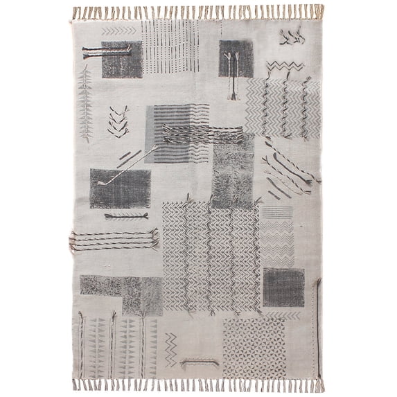 Casavani Handmade Eco Friendly Dhurrie Black Living Room Area Kilim 6x8 Feet