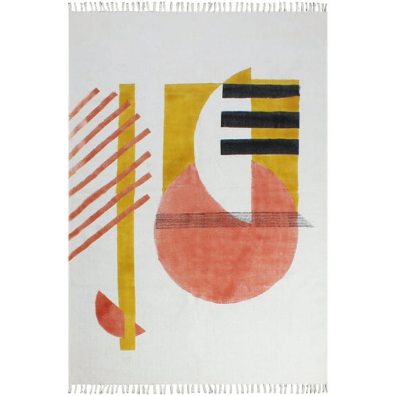 Casavani Handmade Flat Weave Kitchen Area Rug,Beige 6x12 feet