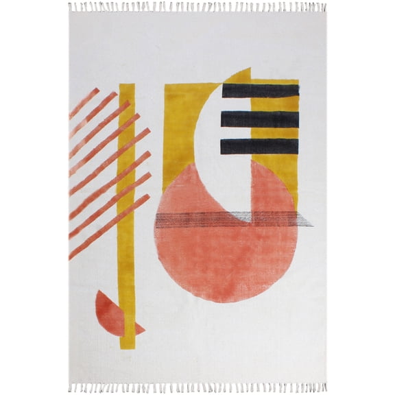 Casavani Handmade Flat Weave Kitchen Area Rug,Beige 6x9 ft