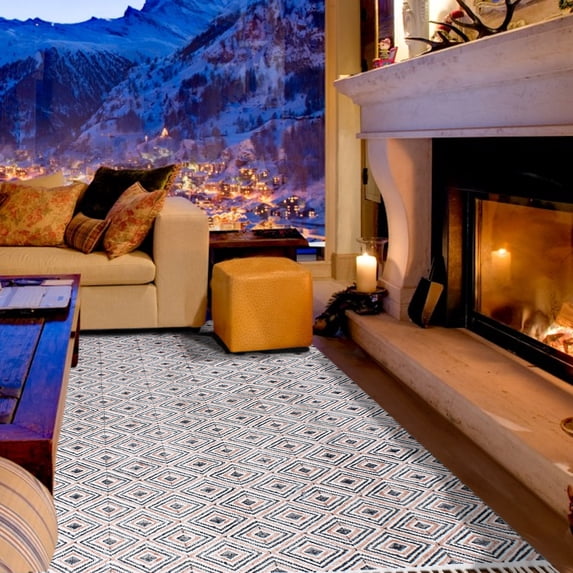 Casavani Handmade Geometric Garden Area Rug, Brown 4x4 feet