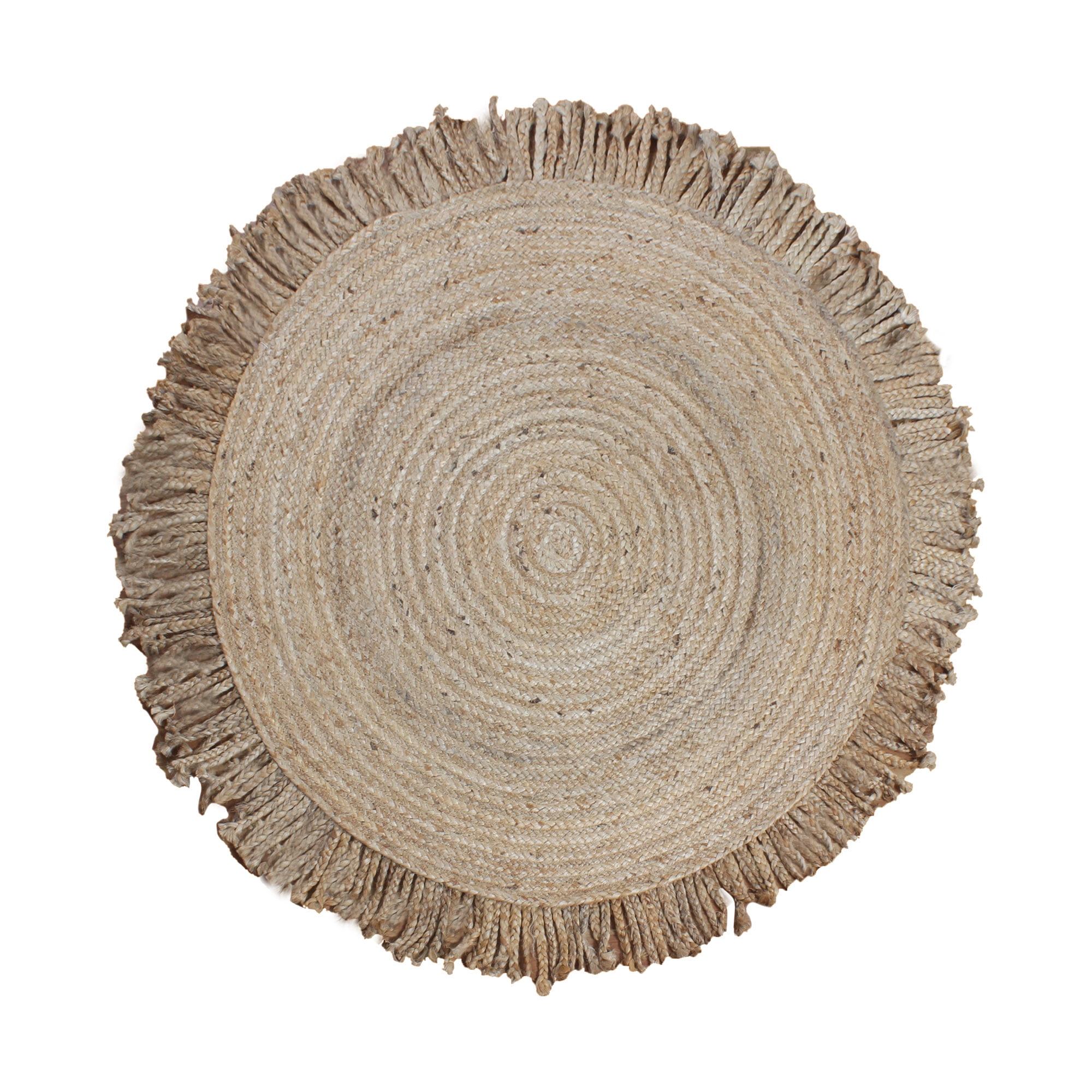 Casavani Handmade Geometric Jute Beige Dhurrie Round Area Rug Dining Room Floor Mat Outdoor