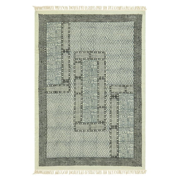 Casavani Handmade Gray Cotton Dhurrie Square Dining Room Carpets Home Decor Kilim 11x11 feet
