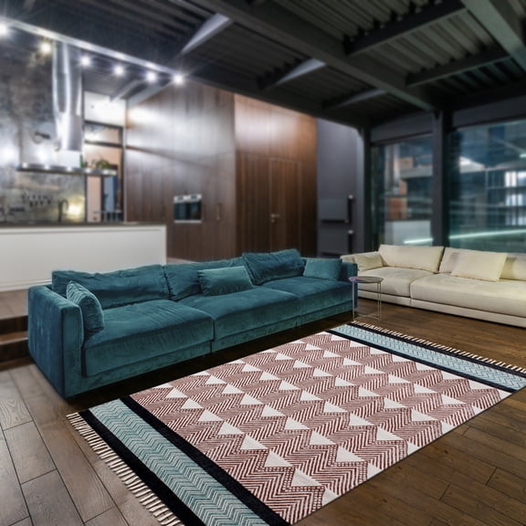 Casavani Handmade Indian Rug Living Room Mat, Brown 6x8 feet