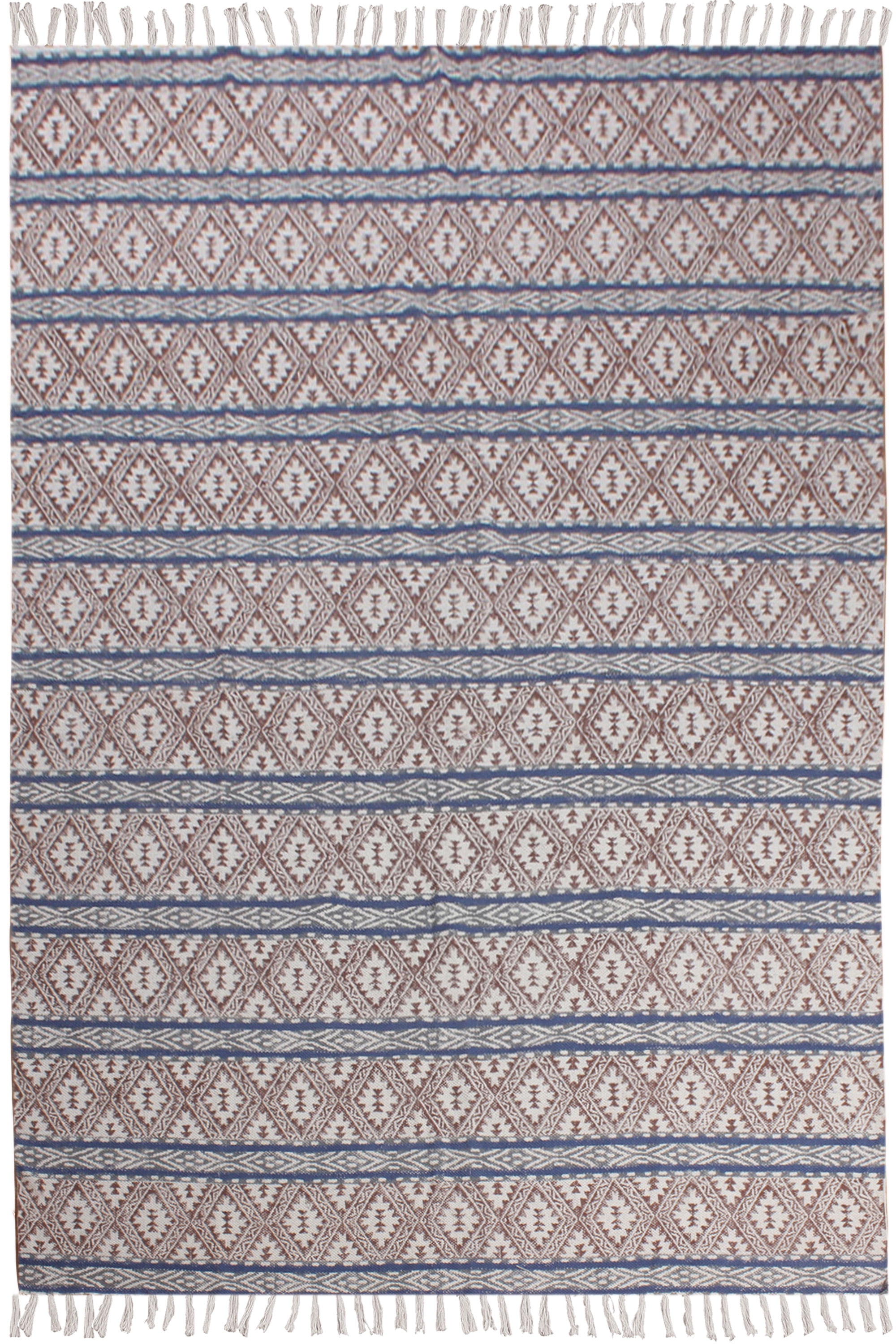 Casavani Geometric Rug Blue Kitchen Durries Handmade Cotton Rugs 4x15 ...