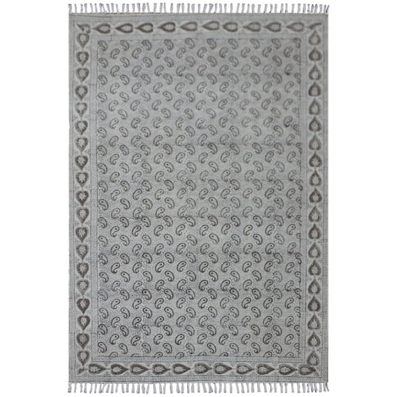 Casavani Handmade Living Room Cotton Area Rug,Gray 5x5 feet