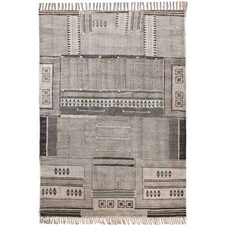 Casavani Handmade Pure Cotton Rug Indian Gray Flat Weave Yoga Mat 4x4 Feet