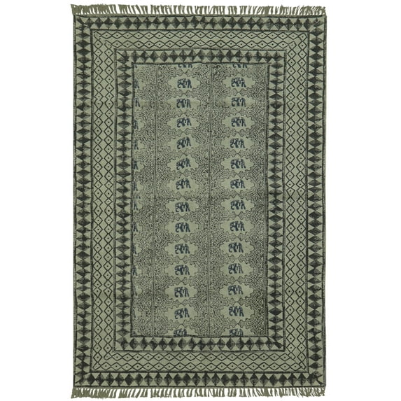 Casavani Handwoven Black Cotton Dhurrie Custom Dining Room Carpets Outdoor Patio Rug 8x10 feet