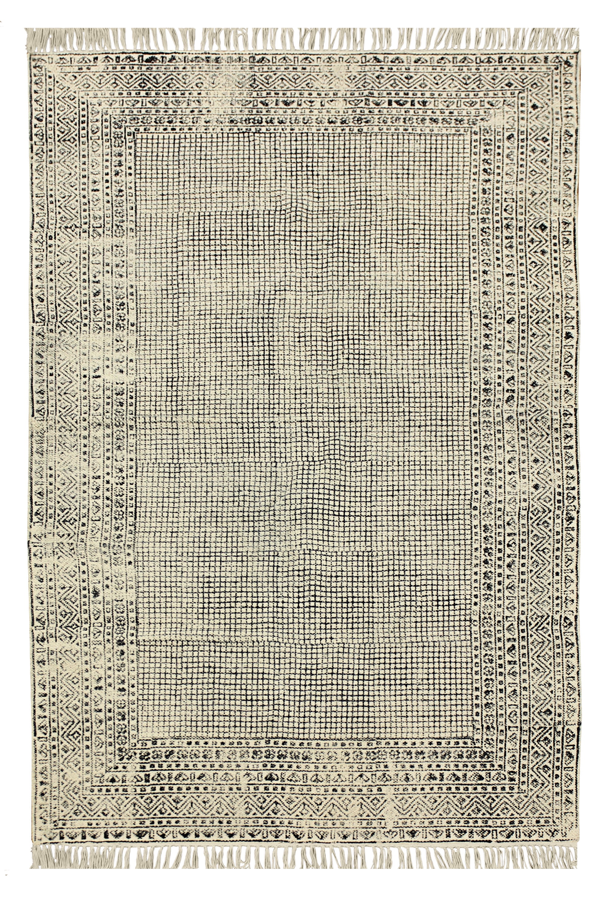 Casavani Handwoven Black Cotton Living Room Carpets Indoor Outdoor Rug ...