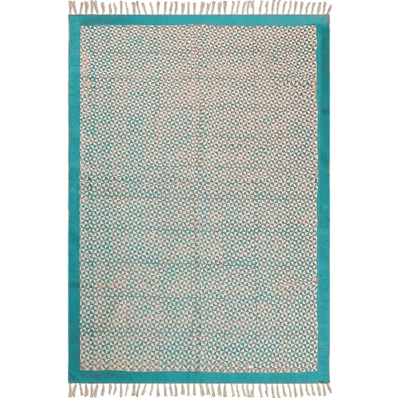 Casavani Handwoven Blue Cotton Dhurrie Custom Kitchen Mats Outdoor Patio Rug 2x3 feet
