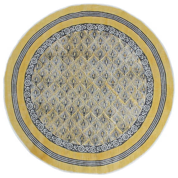 Casavani Handwoven Cotton Round Area Rugs For Living Room, Yellow 6x6 feet