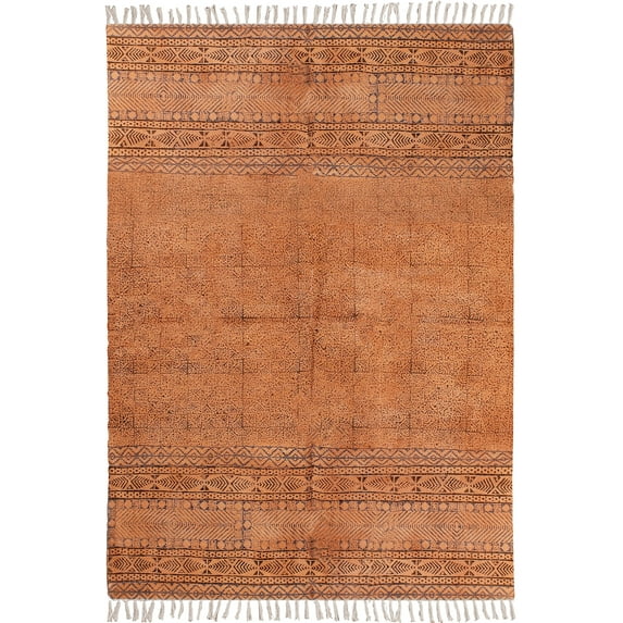 Casavani Brown Home Decor Carpet Pure Cotton Dhurrie Traditional Kilim 4x6 Feet