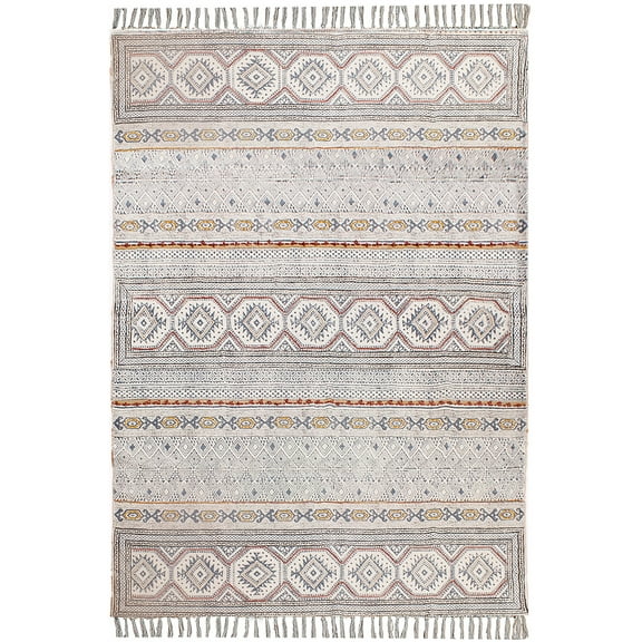 Casavani Home Decor Morden Kilim Gray Cotton Carpet Outdoor Yoga Mat 6x9 Feet