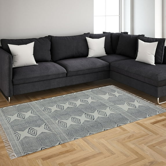 Casavani India Pure Cotton Eco Friendly Carpet, Gray 2.6x4 feet