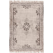 Casavani Indian Beige Color Printed Rug Geometric Kitchen Area Carpet 2x3 feet