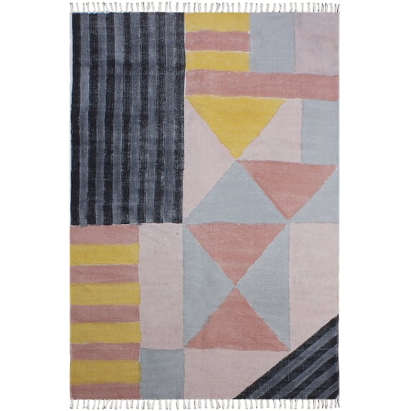 Casavani Indian Boho Rug Handmade Cotton Rug,Blue 2.6x8 ft